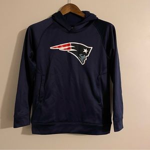 Patriots Hoodie Sweatshirt Navy Blue NFL Apparel Size L 14/16 Long Sleeve